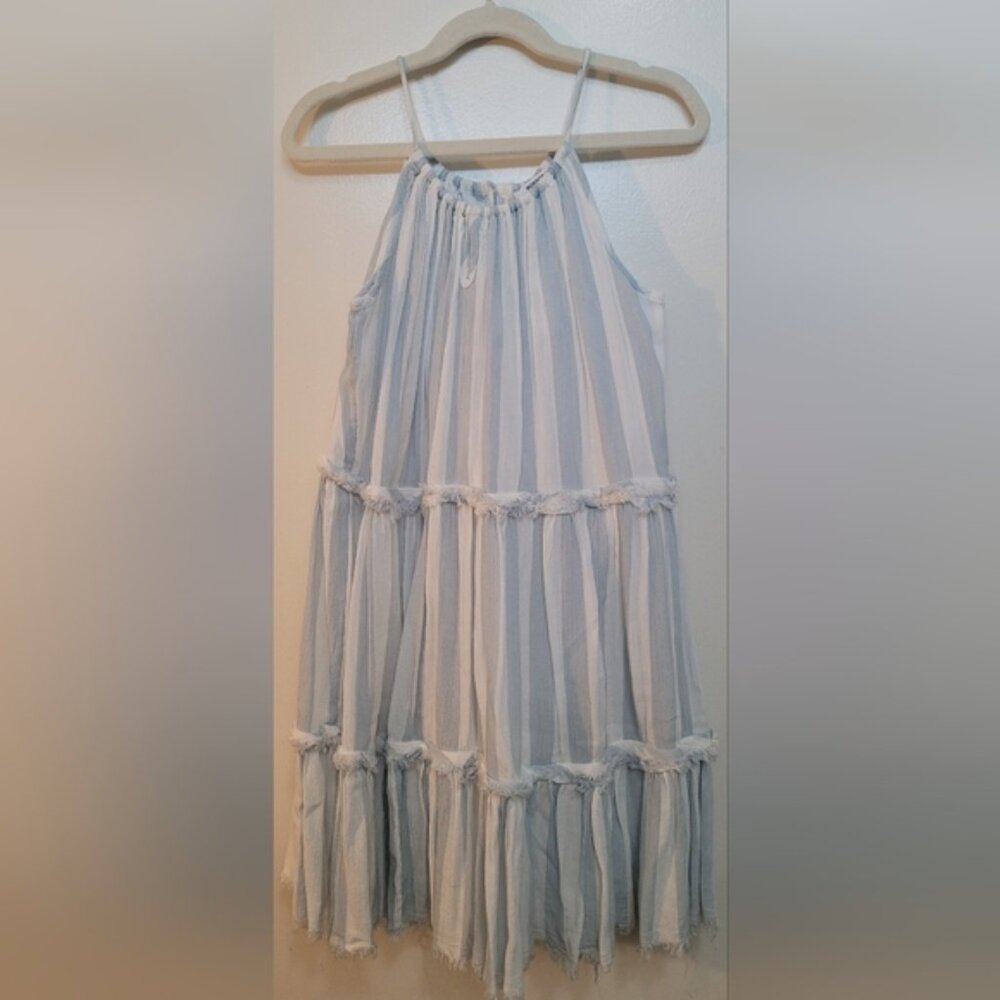 Nordstrom Light Blue and White Striped Kids Dress Size Medium 8/10